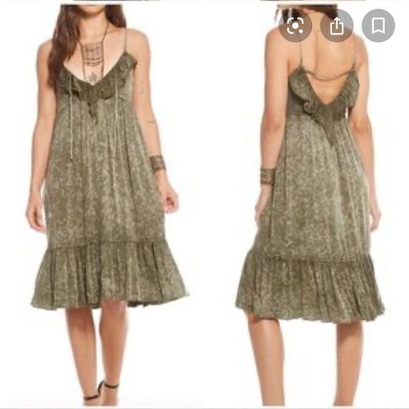 Chaser Heirloom Double V Ruffle Cami Midi Dress - Picture 1 of 5